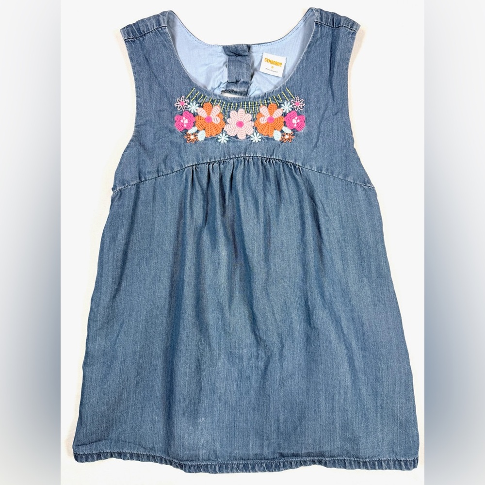 GYMBOREE Girls’ Chambray Floral Embroidered Western Tunic Top Bohemian Size 8